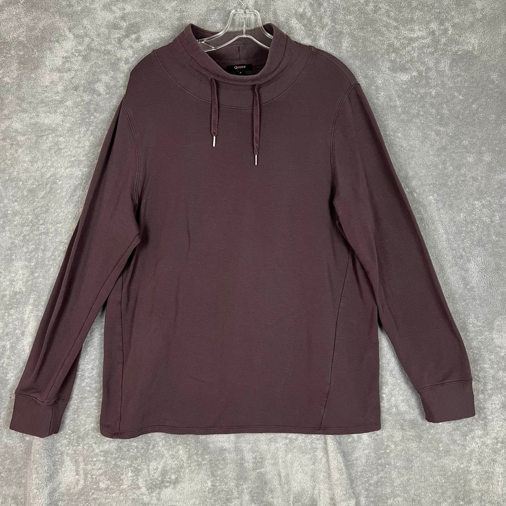 Quince Supersoft Fleece Mock Neck Sweatshirt Womens XL Brown Sustainable Lounge